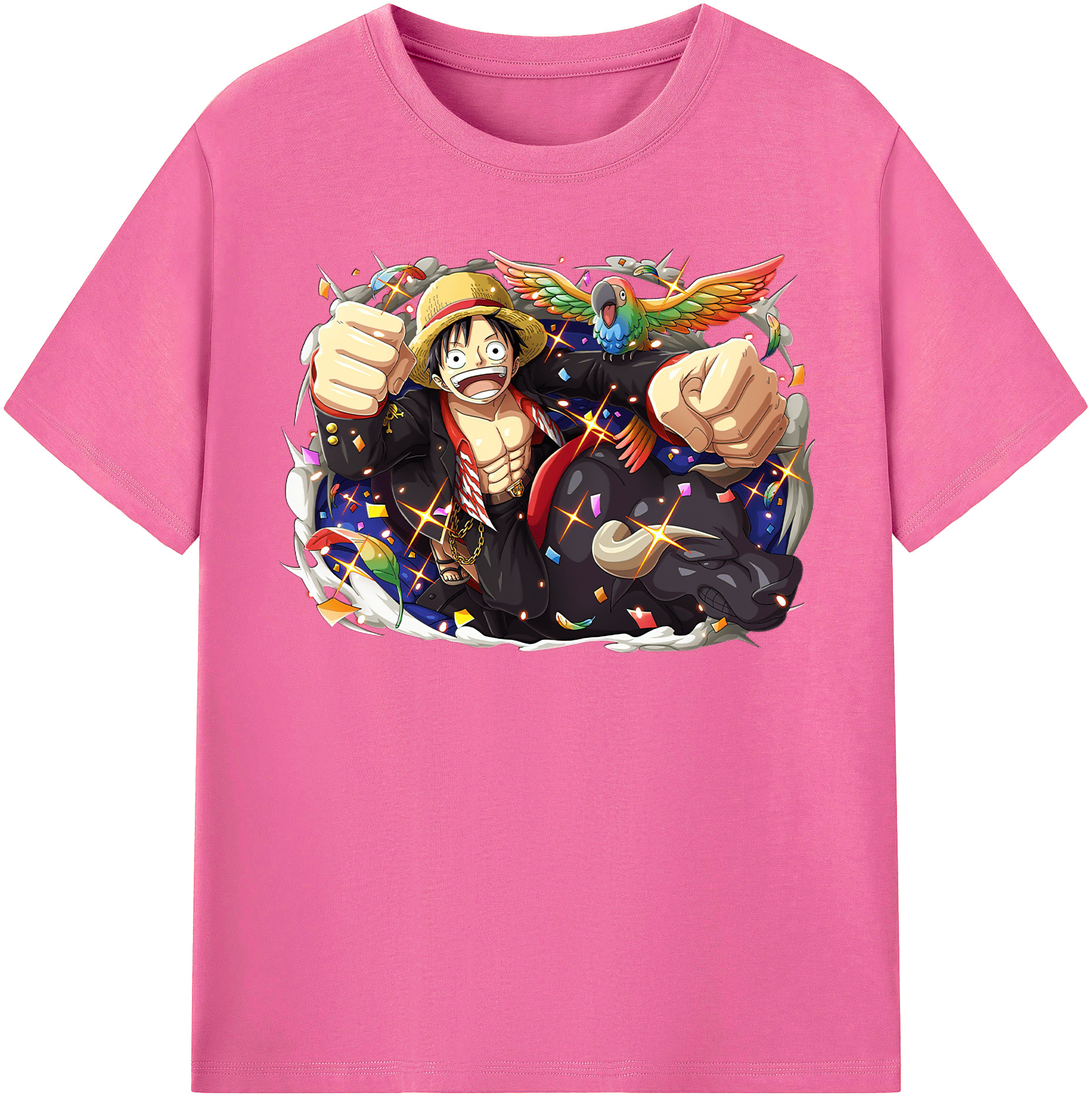 ワンピース モンキー・D・ルフィ ONE PIECE Monkey D. Luffy レディースカジュアルプリントTシャツ（綿100％）